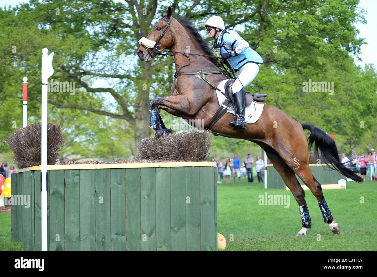 Joy Dawes riding FINNISTERRE at fence 16. Mitsubishi Badminton Horse