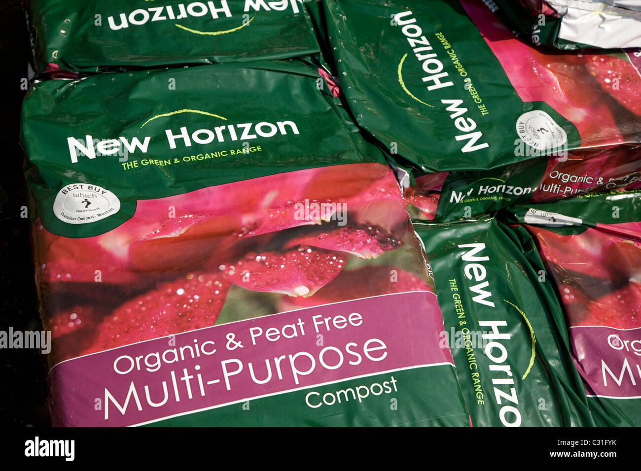 Bags organic peat free multi purpose compost Stock Photo Alamy