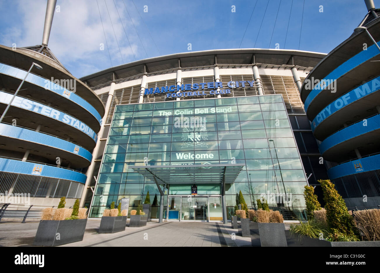 Manchester City's Etihad football stadium in England Stock Photo