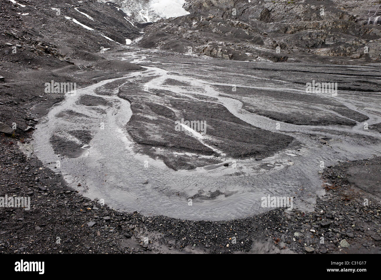THOMPSON PASS, ALASKA, USA - Runoff from Worthington Glacier. Stock Photo