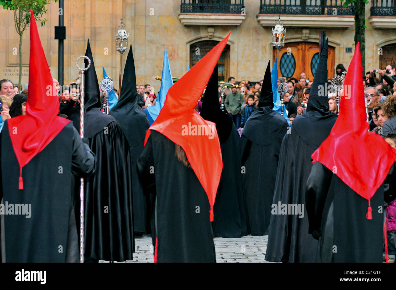 Spain, Salamanca: Easter Saturday Procession with the brotherhood 'Hermandad del Silencio' Stock Photo