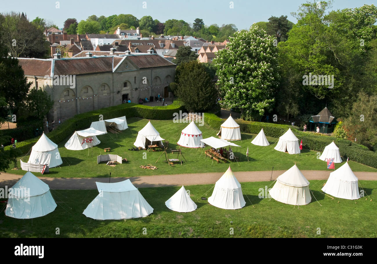 Medieval tents in the grounds of Warwick Castle Stock Photo