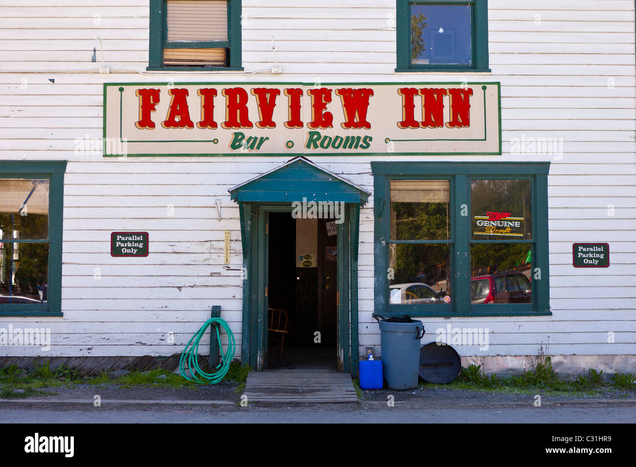 TALKEETNA, ALASKA, USA - Historic Fairview Inn, sign Stock Photo