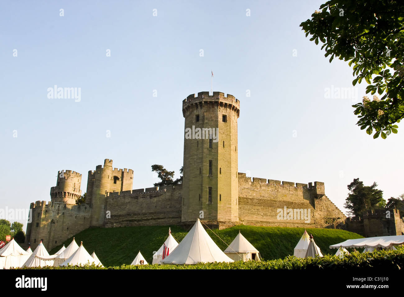 Medieval tents on display at Warwick Castle Stock Photo