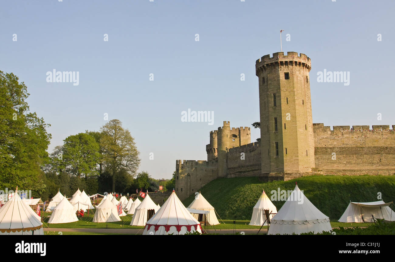 Medieval tents on display at Warwick Castle Stock Photo