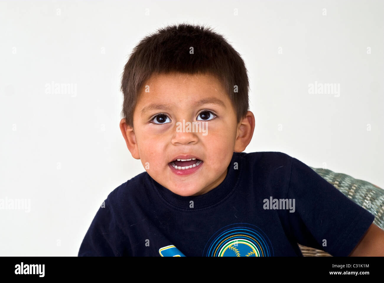 4-5 year old Hispanic boy portrait. MR © Myrleen Pearson Stock Photo