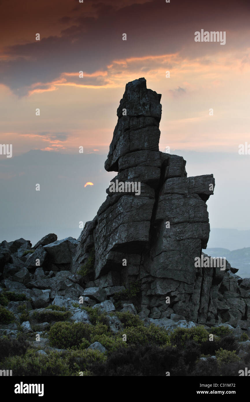 Easter Rocks England Stiperstones natural rock formation looking like an Easter Island ...