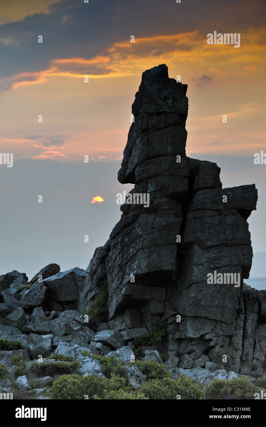 Easter Rocks England Stiperstones natural rock formation looking like an Easter Island ...