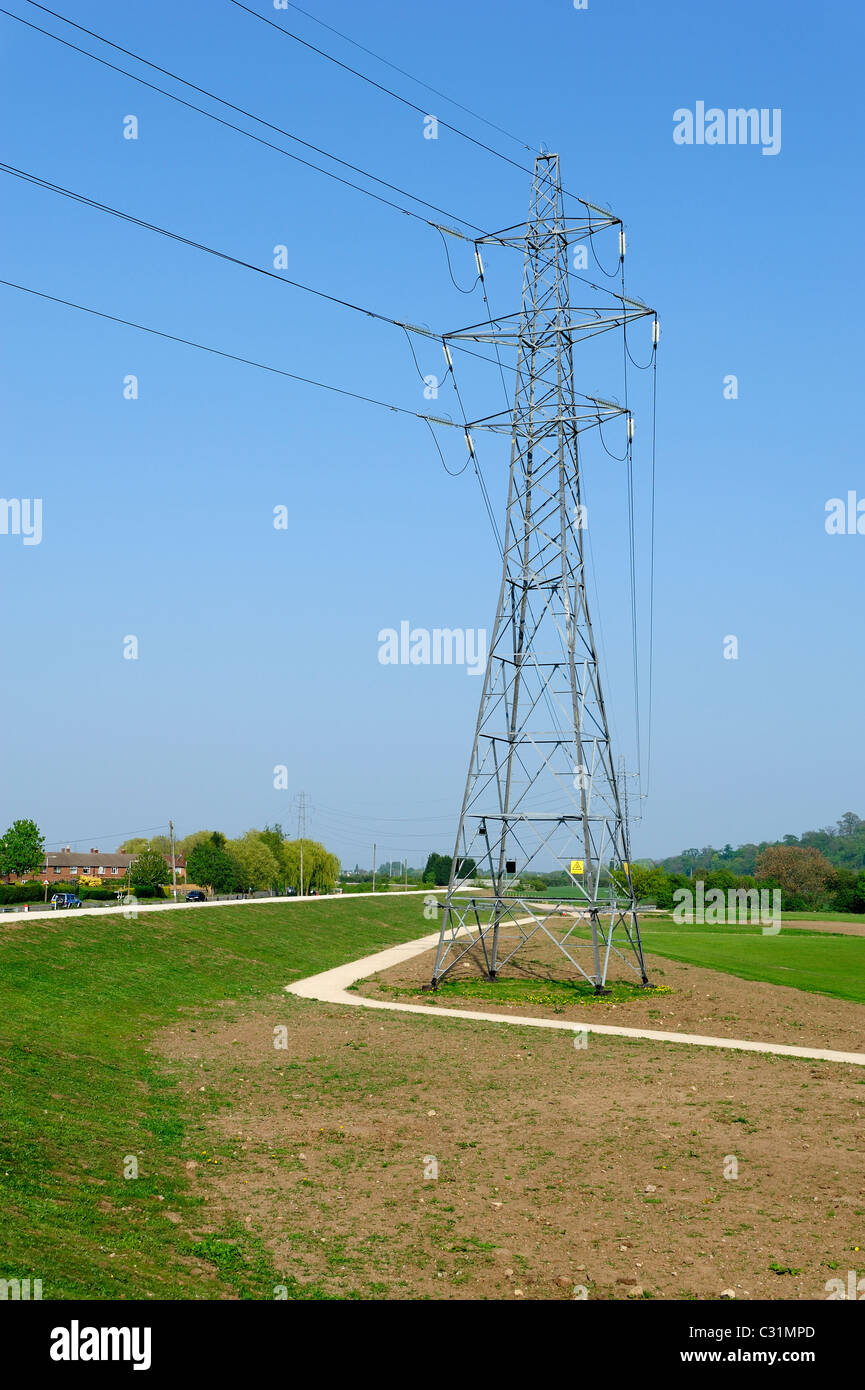 electricity pylon next to footpath Beeston Nottingham england uk Stock Photo