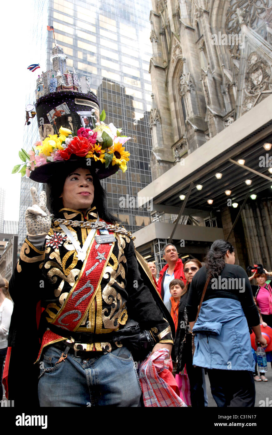 A Michael Jackson impersonator in the Easter Parade on Fifth Avenue New York Stock Photo