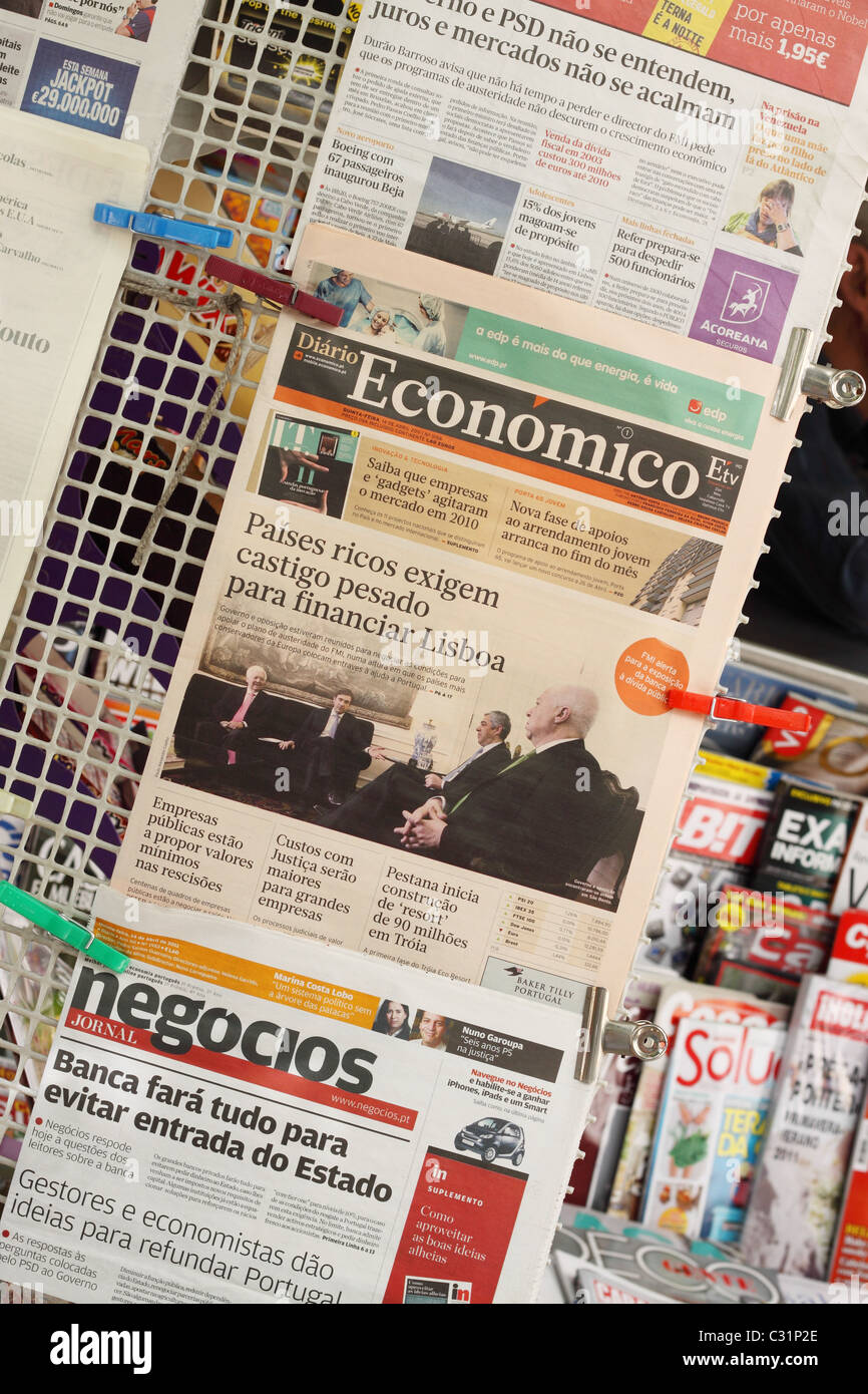 Portugal Economico financial newspaper with headline details about EU