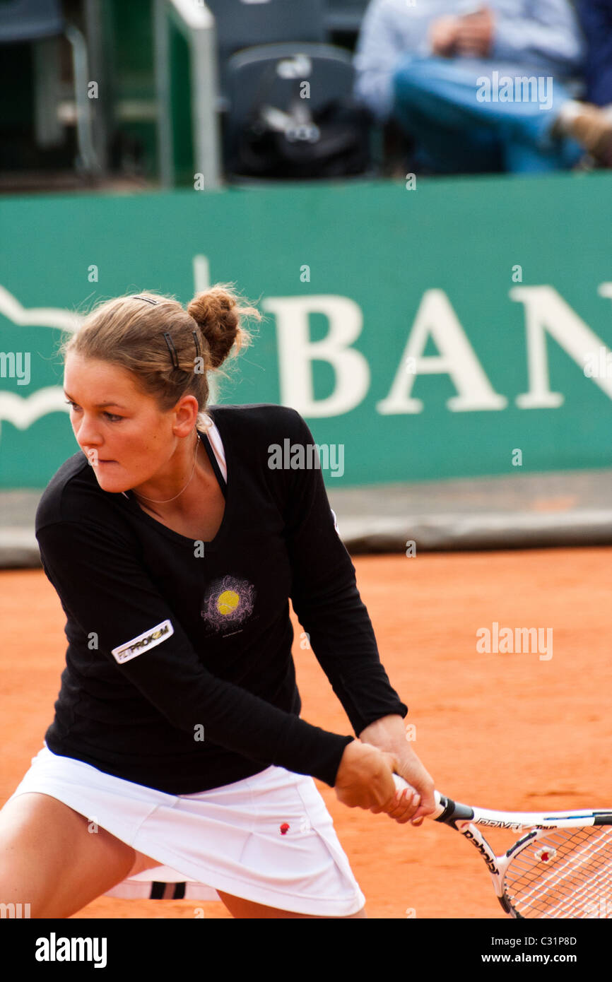 Agnieszka Radwańska in a match vs Elena Dementieva Stock Photo