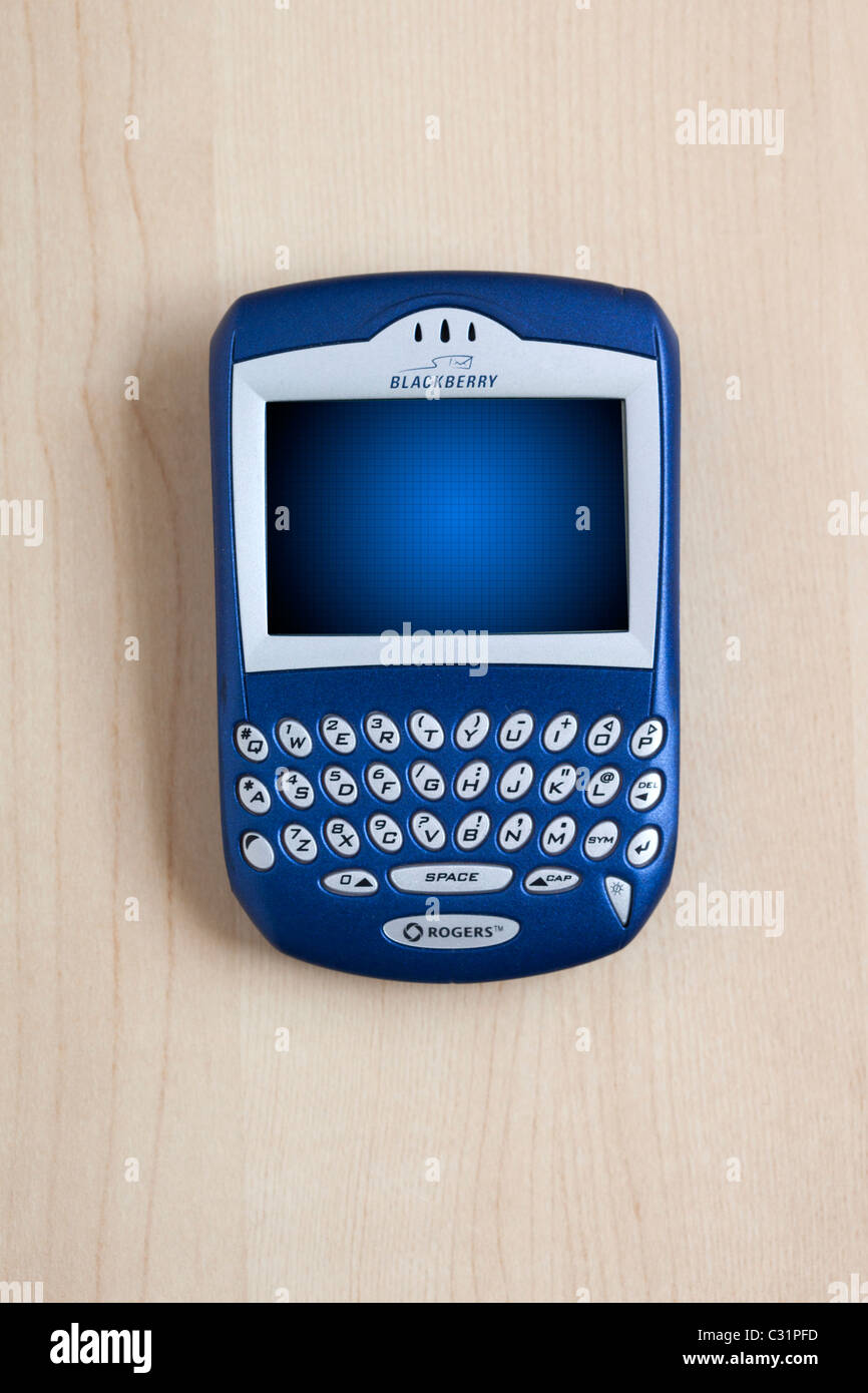 blue black berry cell phone Stock Photo