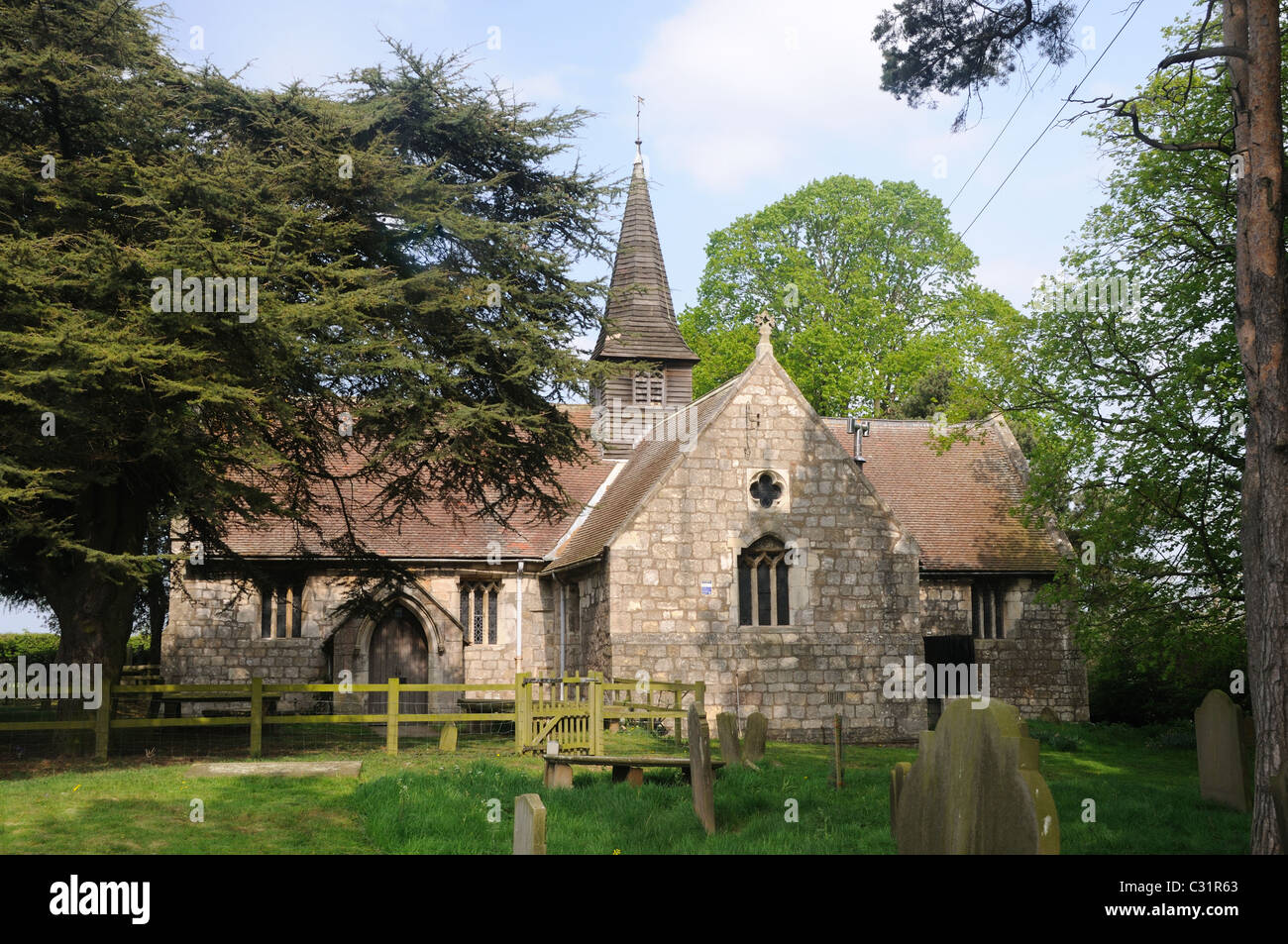 Spring at the Church of the Holy Trinity, in Acaster Malbis, Yorkshire, England Stock Photo