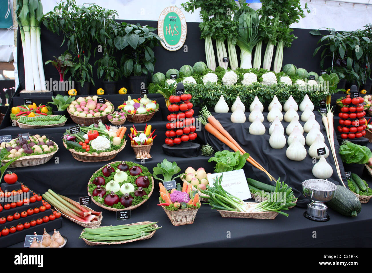 Vegetable Display at Bakewell Show in the Peak District Stock Photo