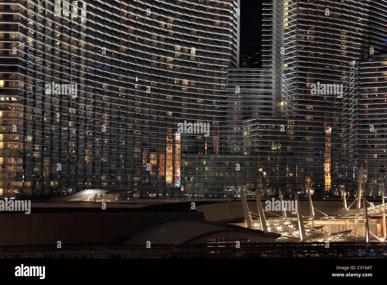 Night Scene Of One Of The Massive Hotels On The Las Vegas