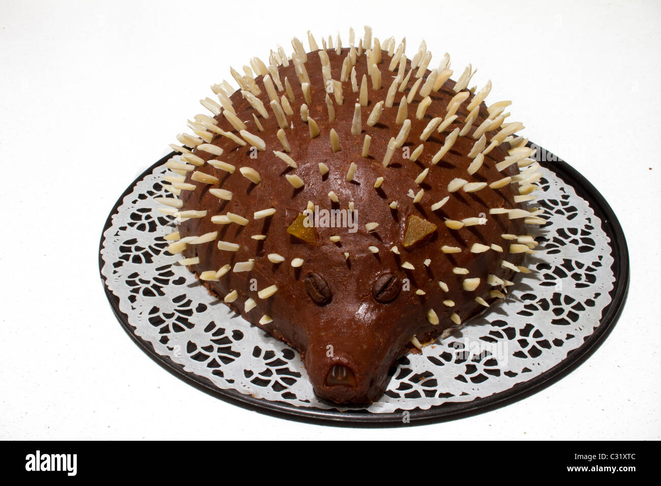 chocolate cakes look like hedgehog Stock Photo