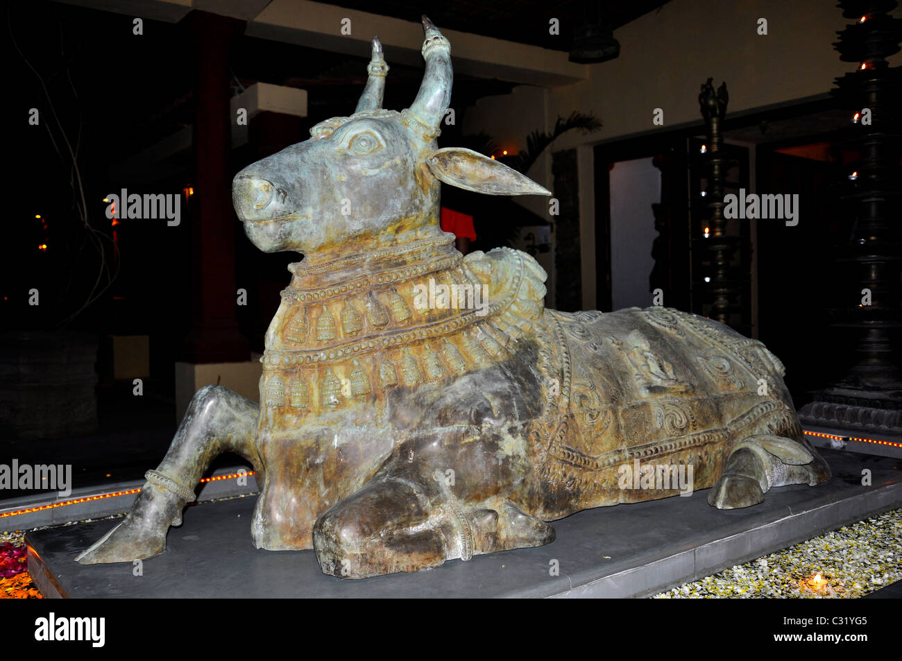 A marble statue of Nandi cow Stock Photo Alamy