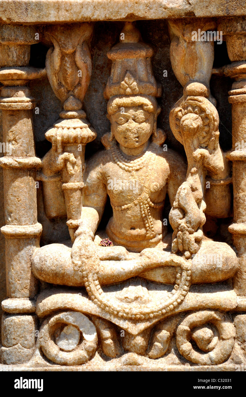 Sculpture of Hindu God in SaasBahu Ka Mandir a temple dedicated to the