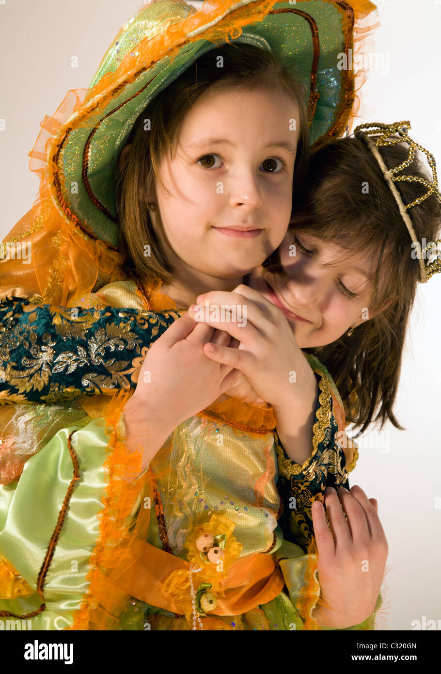 little girls in the carnival clothes Stock Photo
