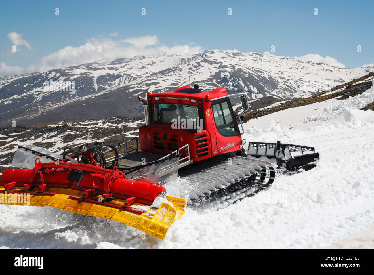 Snow plough at ski resort in Sierra Nevada mountains near Granada
