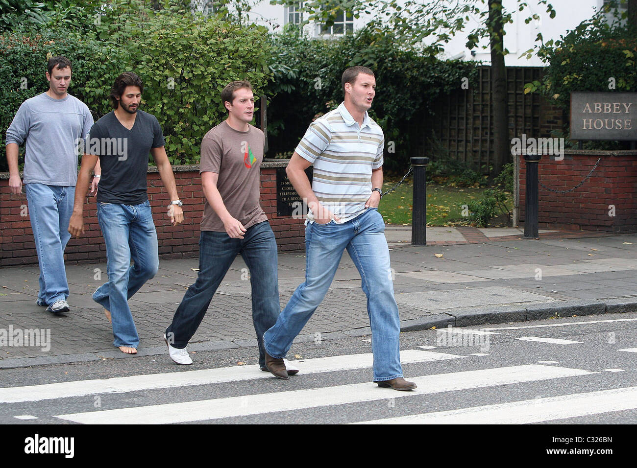 San Diego Chargers quaterback Philip Rivers (right) and New Orleans Saints quarterback Drew Brees (center right) Players of NFL Stock Photo