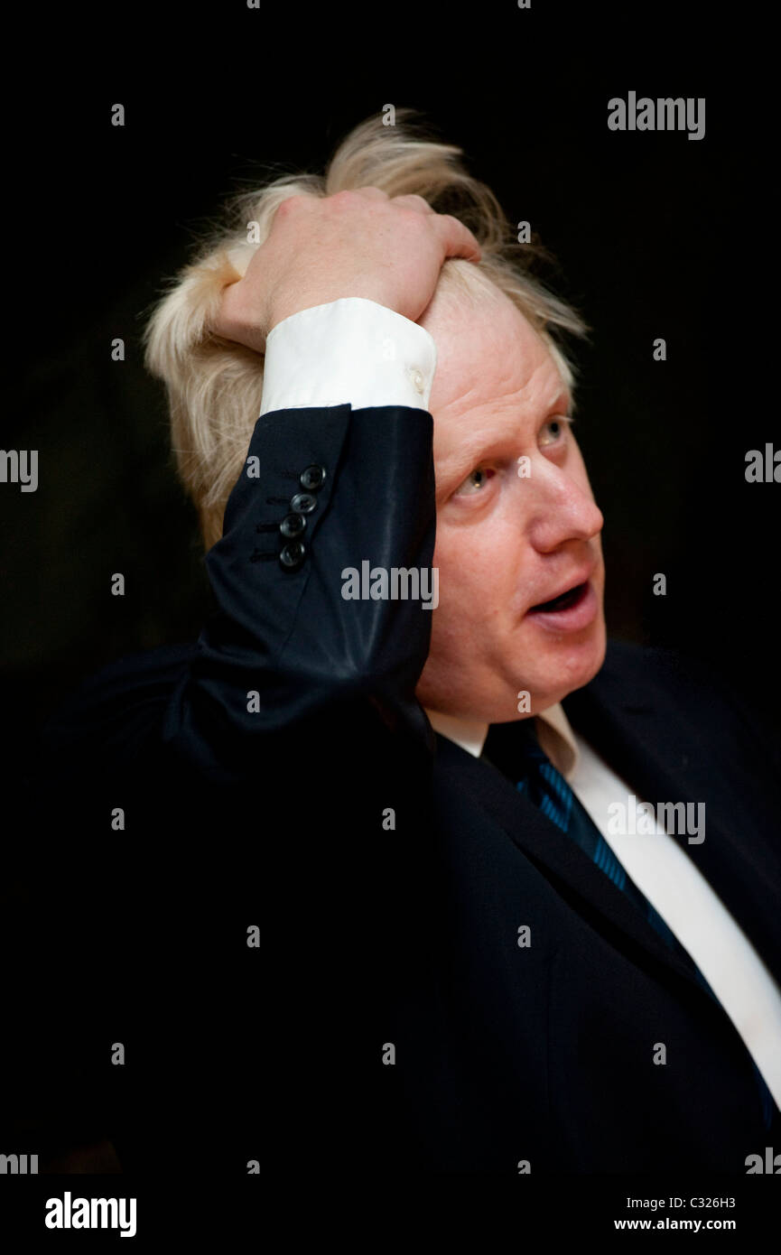 The Mayor of London, Boris Johnson holds a conference about the impact of the economic downturn and art at the V&A, London. Stock Photo