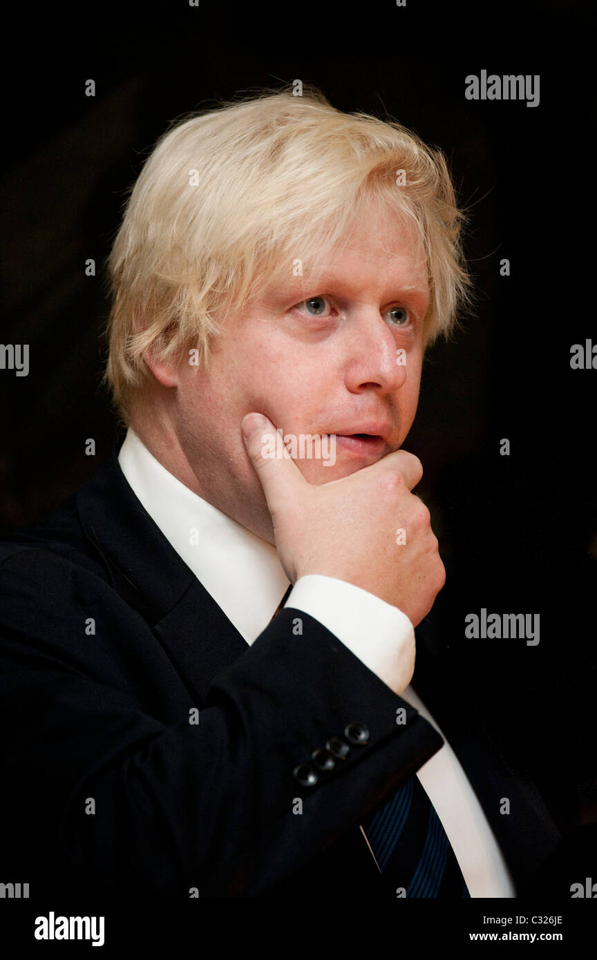 The Mayor of London, Boris Johnson holds a conference about the impact of the economic downturn and art at the V&A, London. Stock Photo