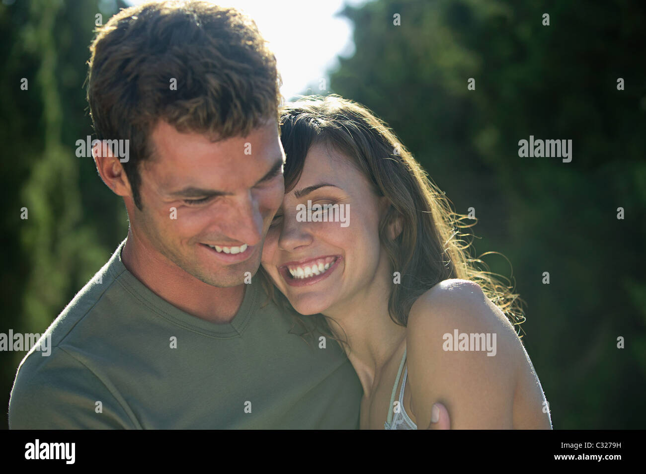 Happy couple outdoors Stock Photo