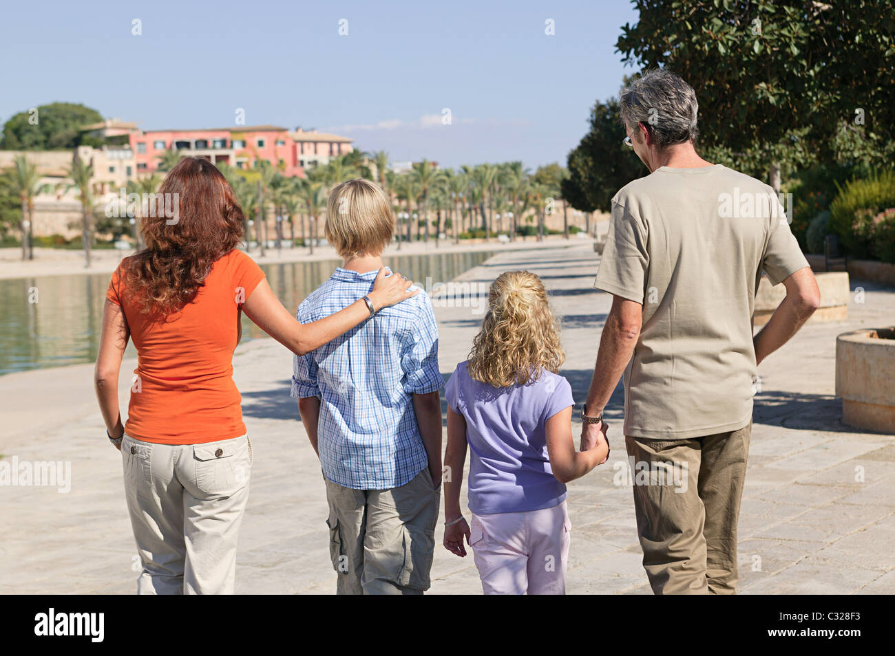 Family walking together Stock Photo