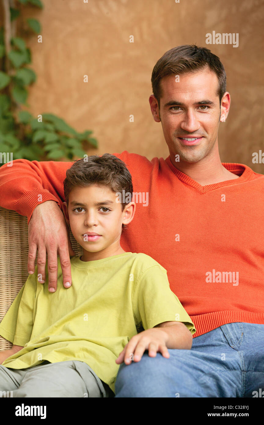 Portrait of a father and young son Stock Photo