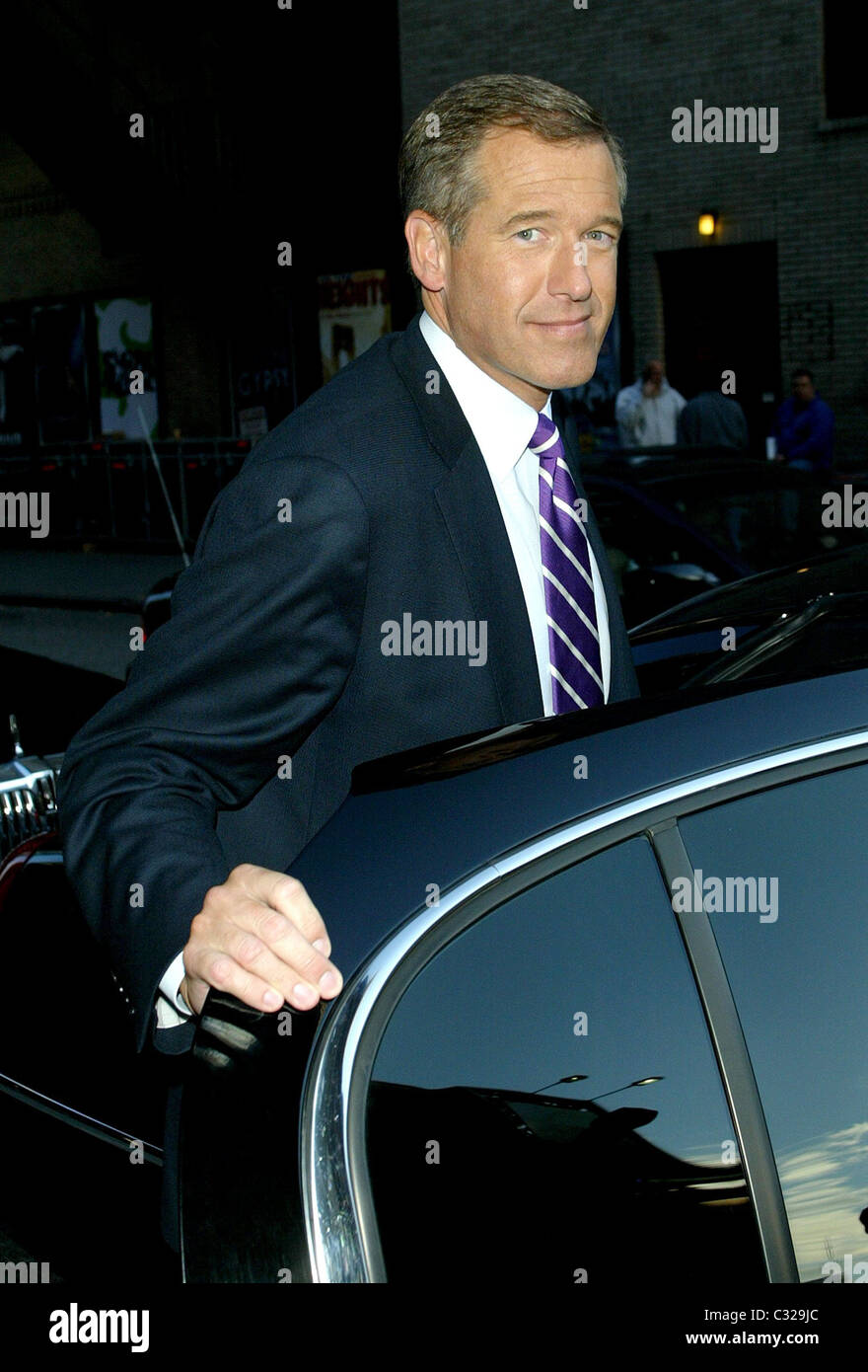 NBC Nightly News anchor Brian Williams outside the Ed Sullivan Theater for the 'Late Show With David Letterman' New York City, Stock Photo