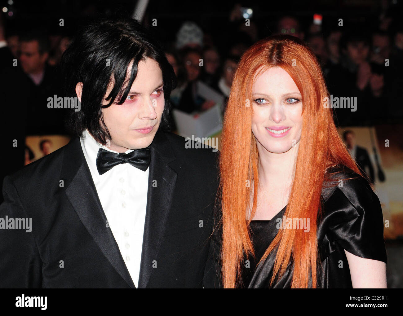 Jack White and Karen Elson The World premiere of the new James Bond movie 'Quantum of Solace' held at the Odeon Cinema, Stock Photo