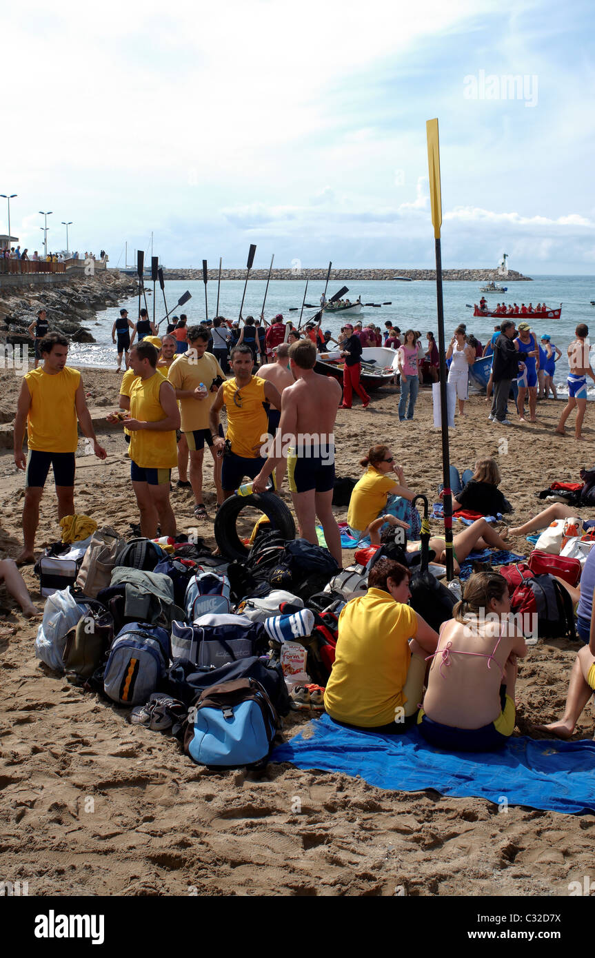 Rowers in Beach Spain Stock Photo Alamy