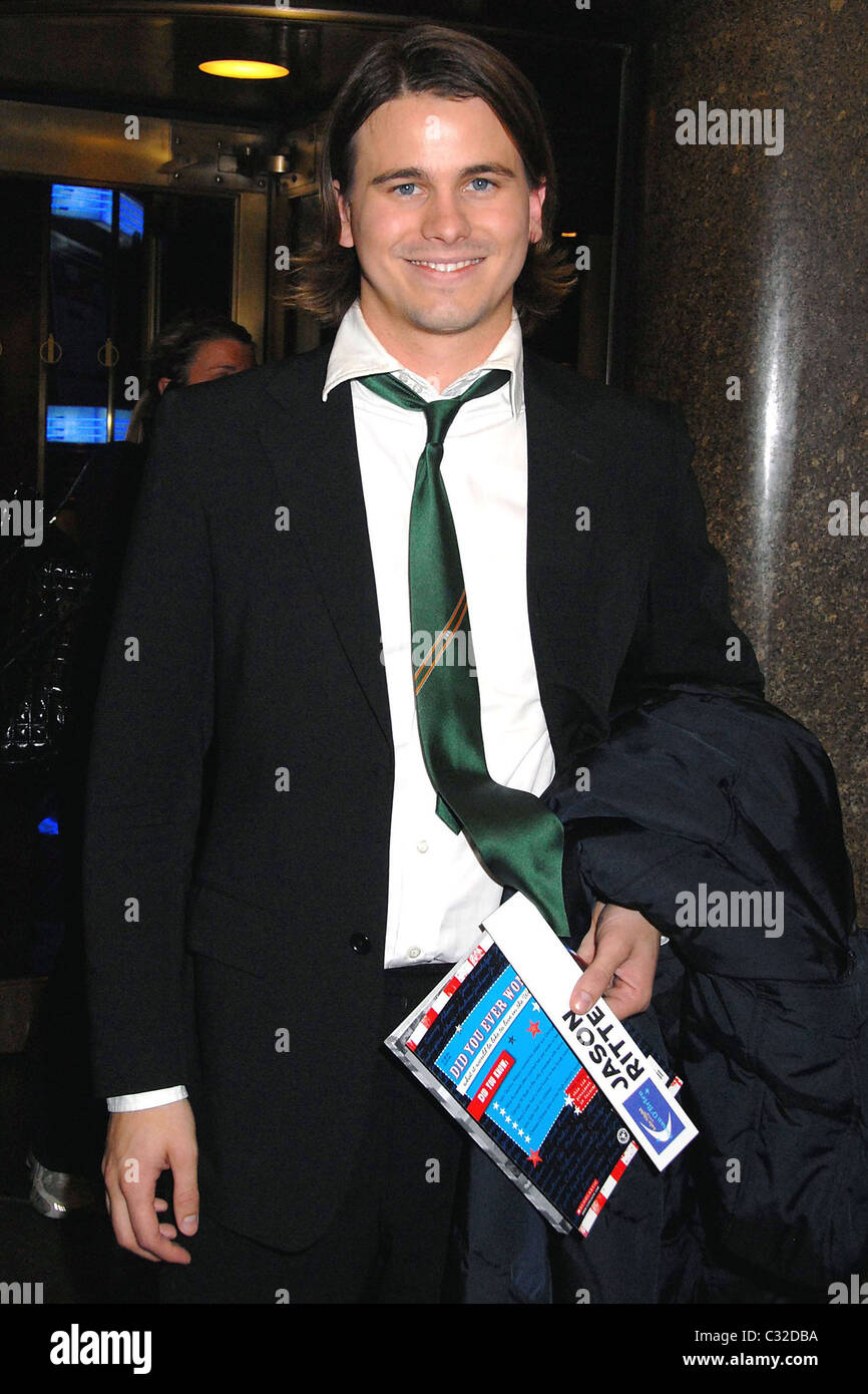 Jason Ritter outside NBC Studios after an appearance on 'Late Night ...
