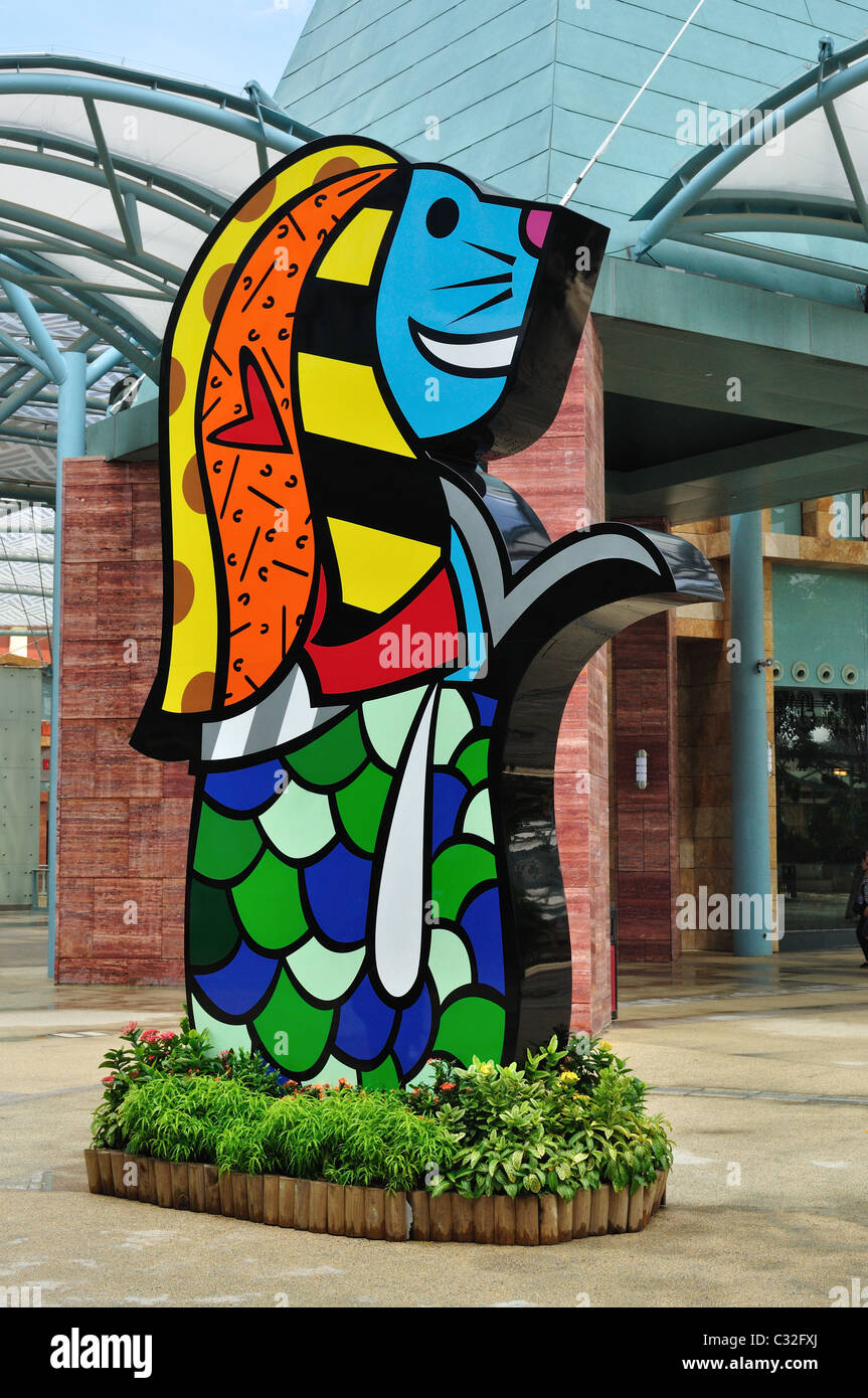 Multi-coloured Merlion, Sentosa Stock Photo