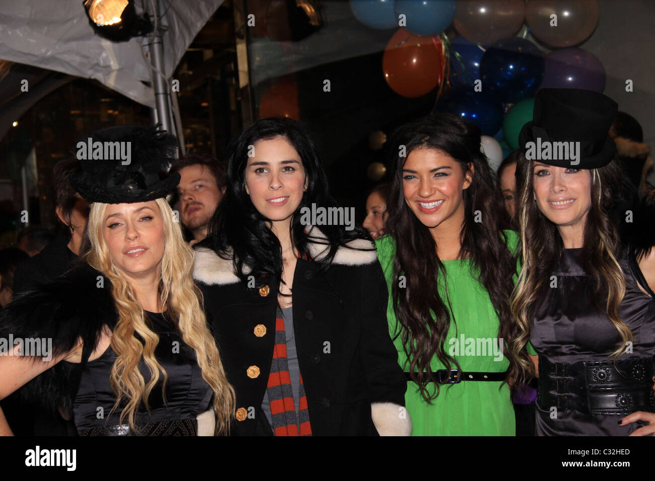 Pamela Skaist-Levy and Gela Nash-Taylor, Founders of Juicy Couture with Sarah Silverman and Jessica Szohr Opening party for Stock Photo