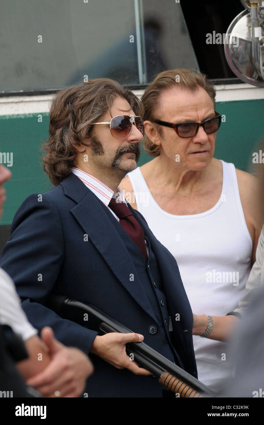 Michael Imperioli and Harvey Keitel on the set of 'Life On Mars' filming at Coler-Goldwater Hospital on Roosevelt Island New Stock Photo