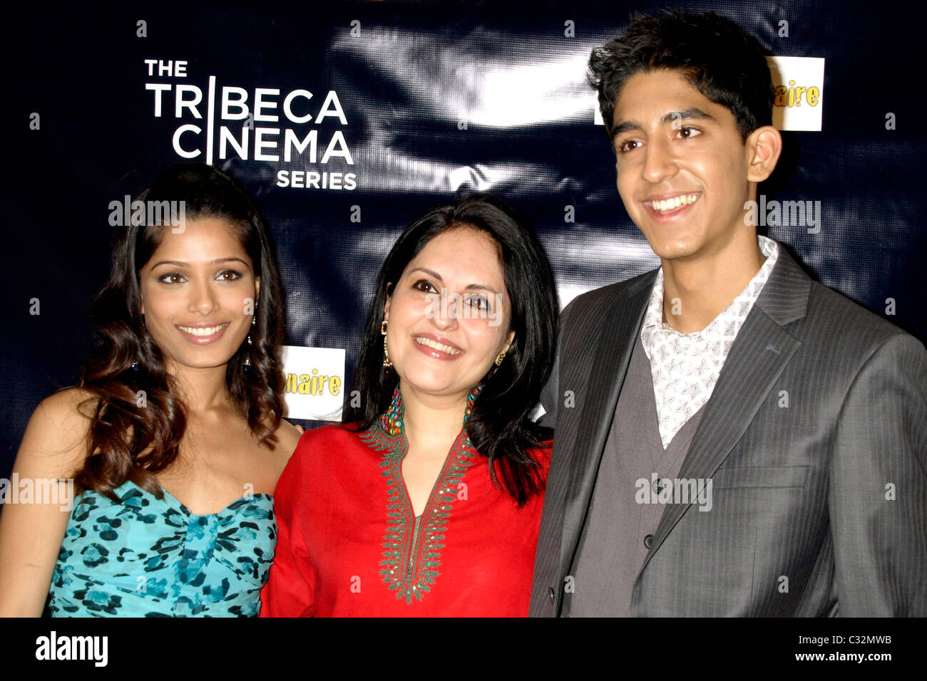 Freida Pinto Loveleen Tandan And Dev Patel Screening Of Slumdog Millionaire At Tribeca Cinemas Gallery Arrivals New York Stock Photo Alamy