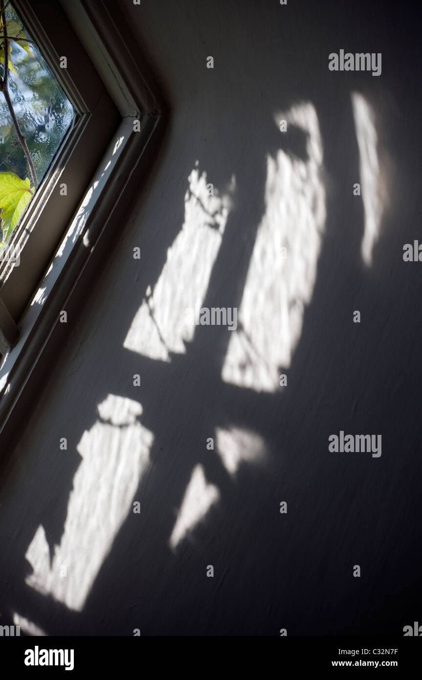 shadow with sash window,silhouette, window pain, outdoors, indoors Stock Photo