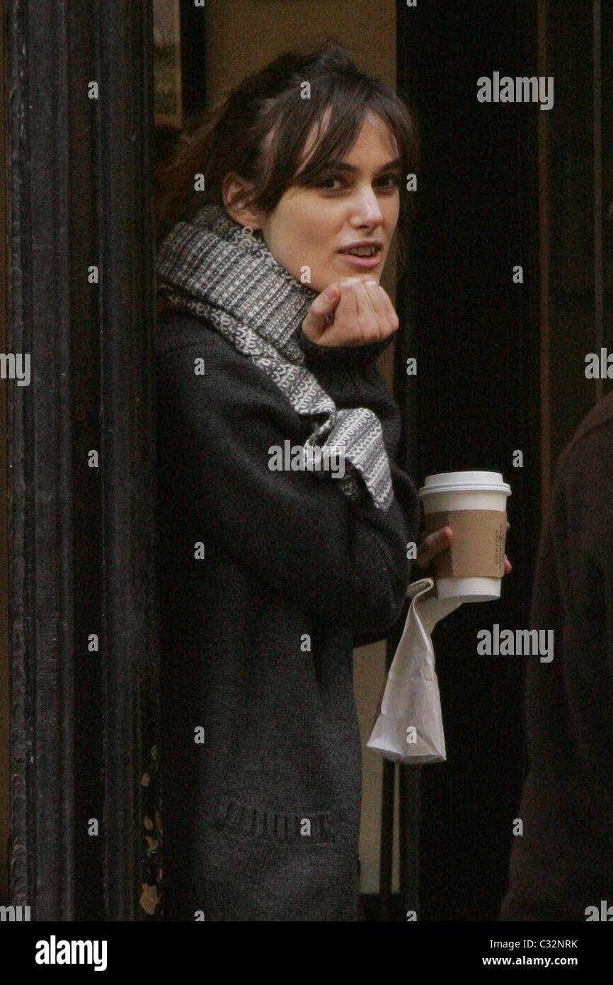 Keira Knightley on the set of her new film 'Last Night' filming in