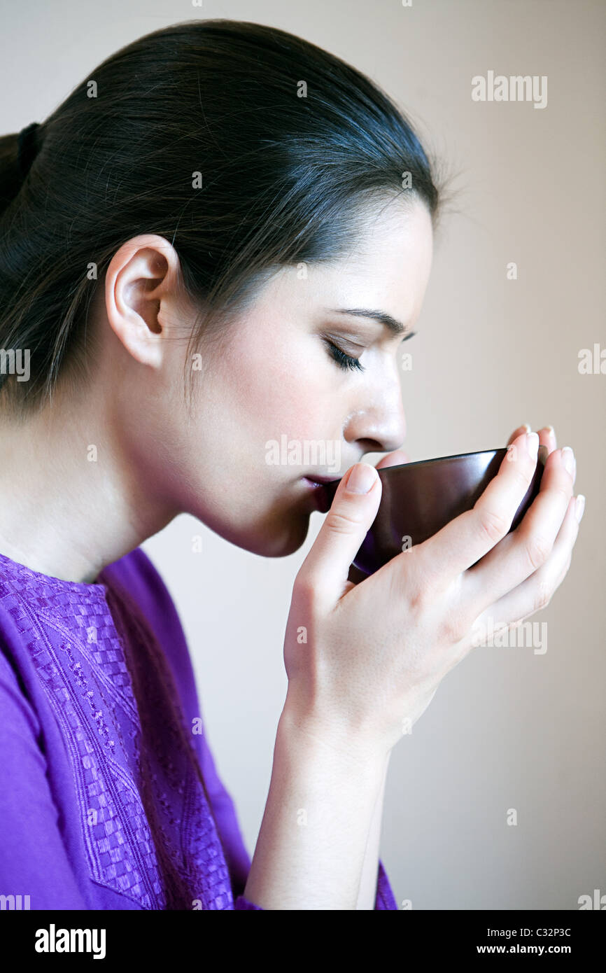 Women drinking herbal tea Stock Photo