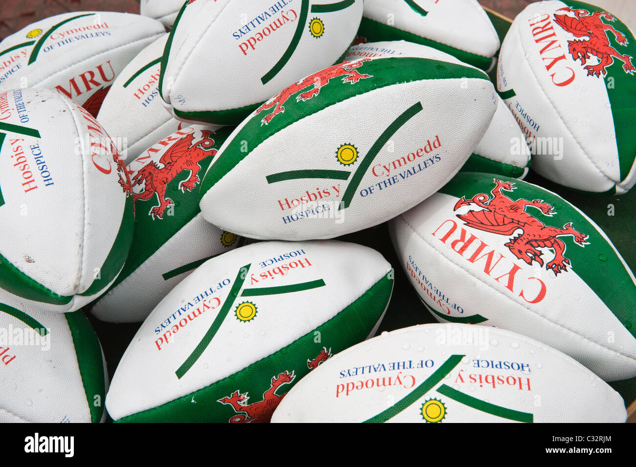 Charity  fridge magnets rugby balls for sale at National Eisteddfod 2010 Ebbw Vale Blaenau Gwent South Wales UK Stock Photo