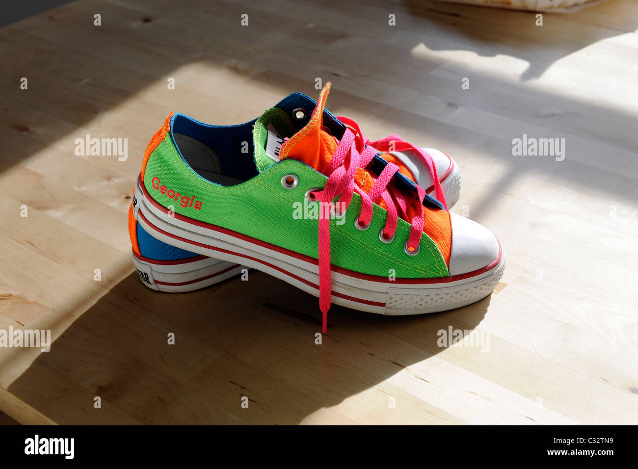 New Converse All Star sneakers ordered from website where user picks what colors to combine. Stock Photo