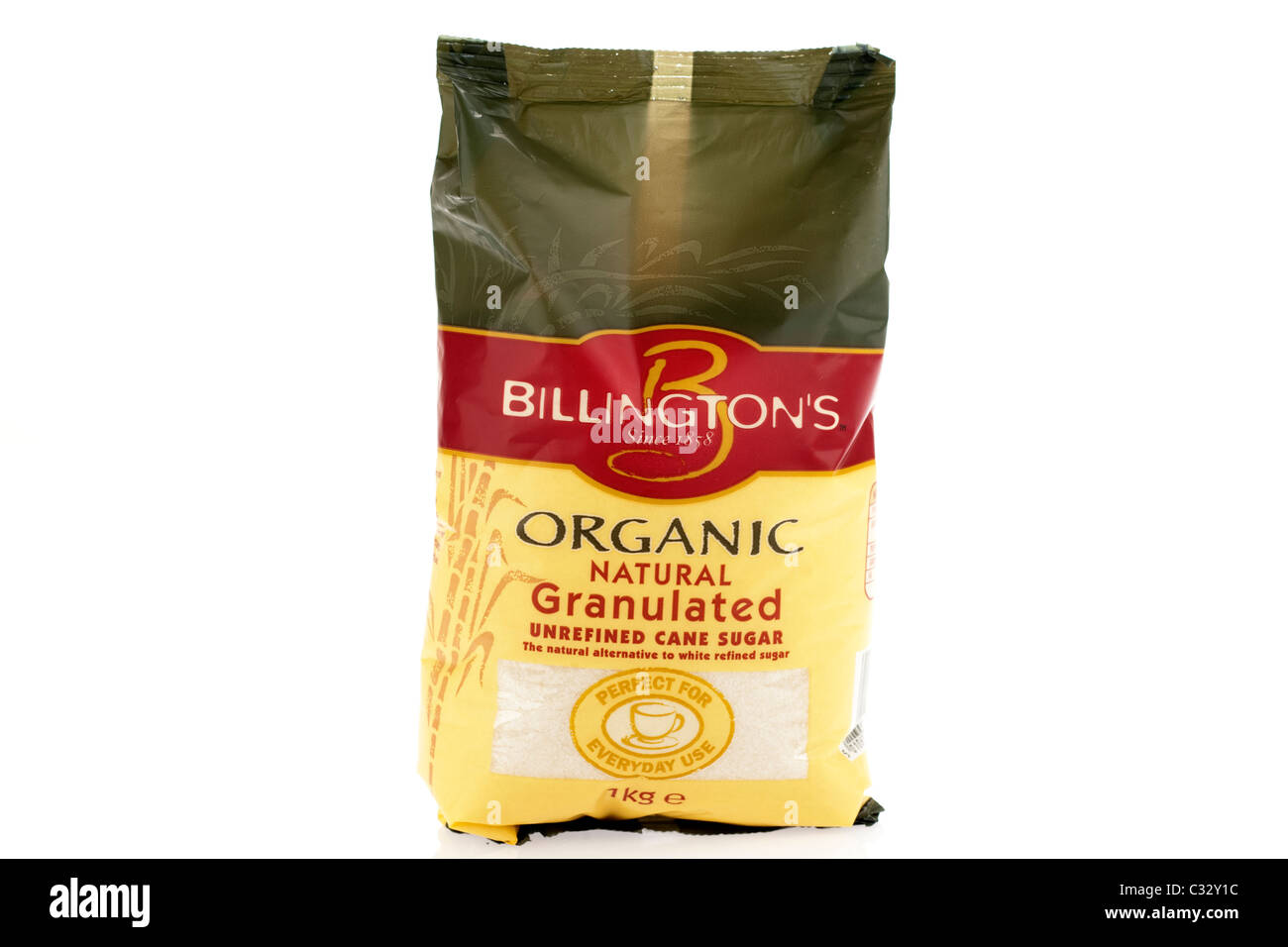 1 kilogram bag of Billingtons organic natural granulated unrefined cane sugar for everday use Stock Photo