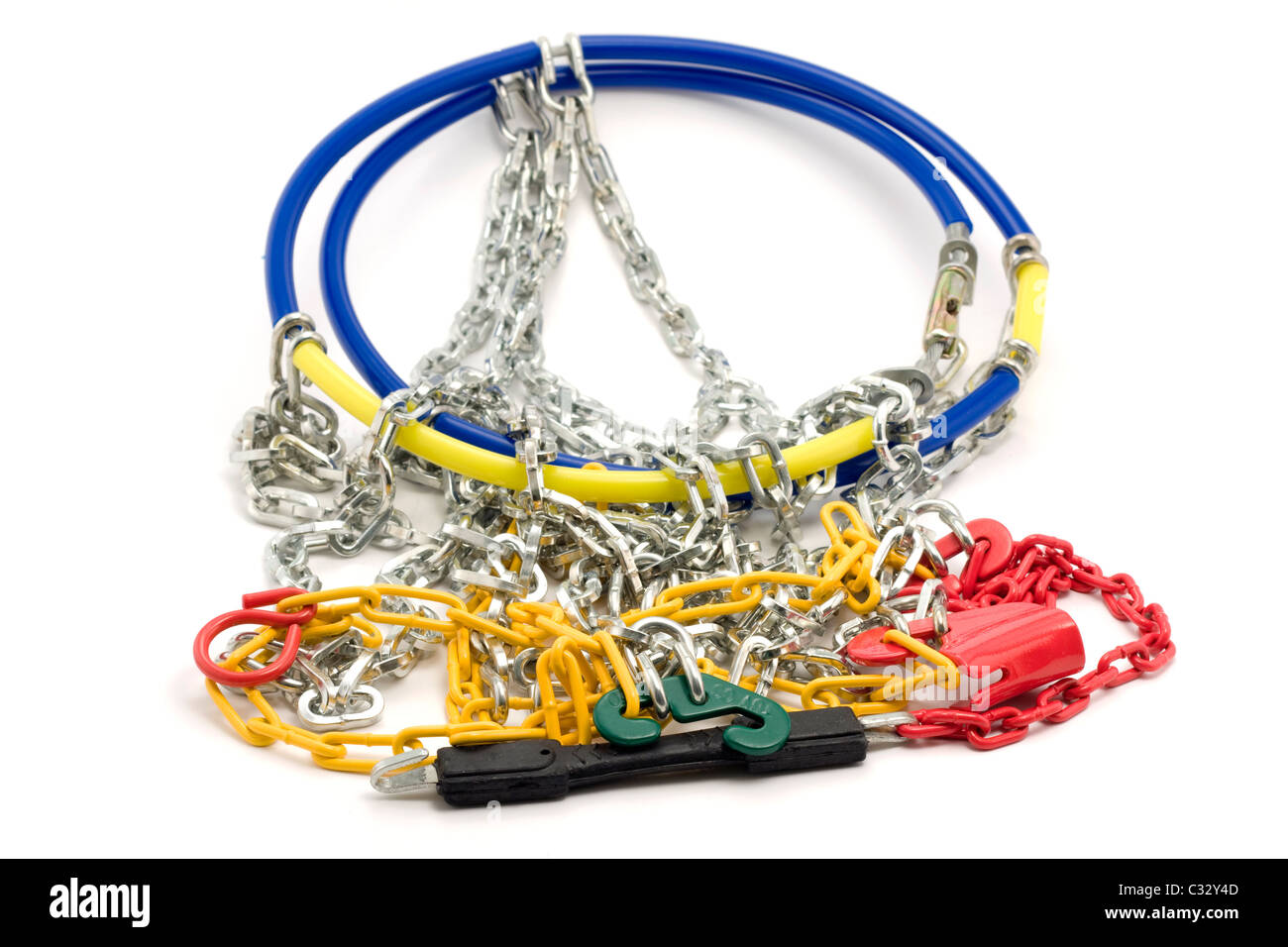 Colorful snow chains Stock Photo