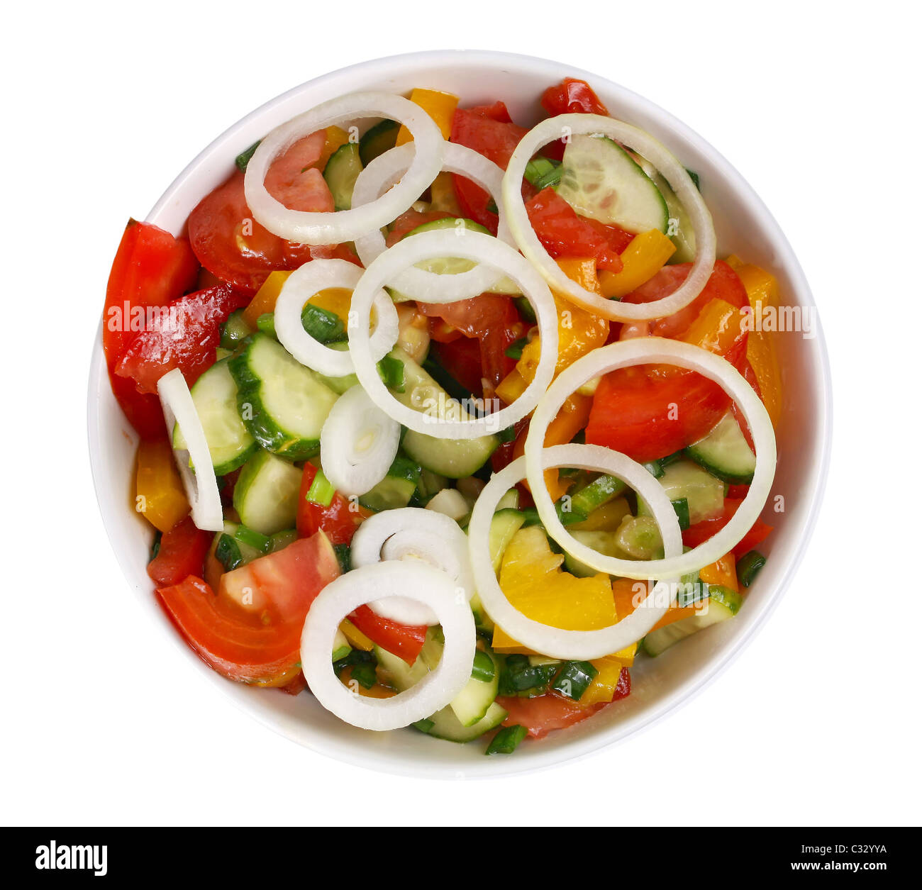 vegetable salad with a onion isolated on white background Stock Photo ...