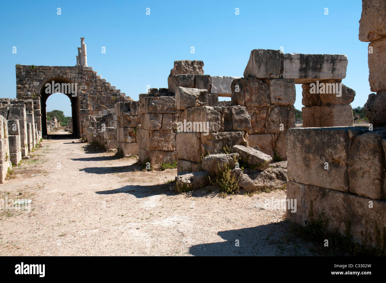 Grandstand at the Hippodrome , Al Bass site , Tyre (Sour), UNESCO World Heritage Site. Lebanon. Stock Photo