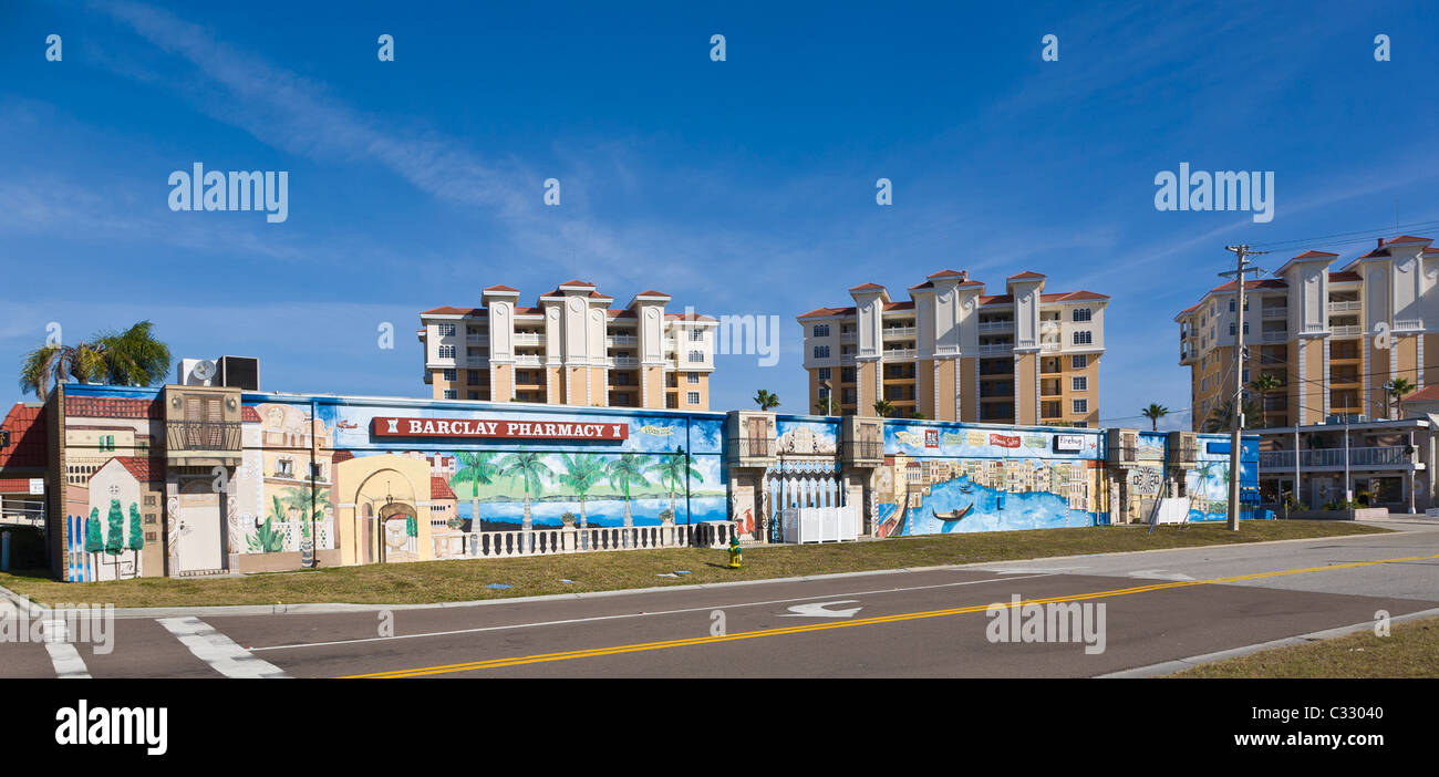 Mural painted on side of building in Venice Florida Stock Photo