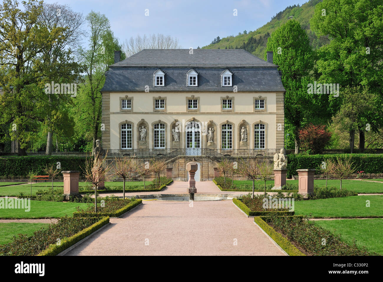 Abbey's garden and orangery at Echternach, Grand Duchy of Luxembourg Stock Photo